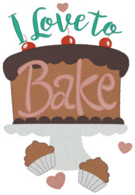 Picture of I Love To Bake Machine Embroidery Design