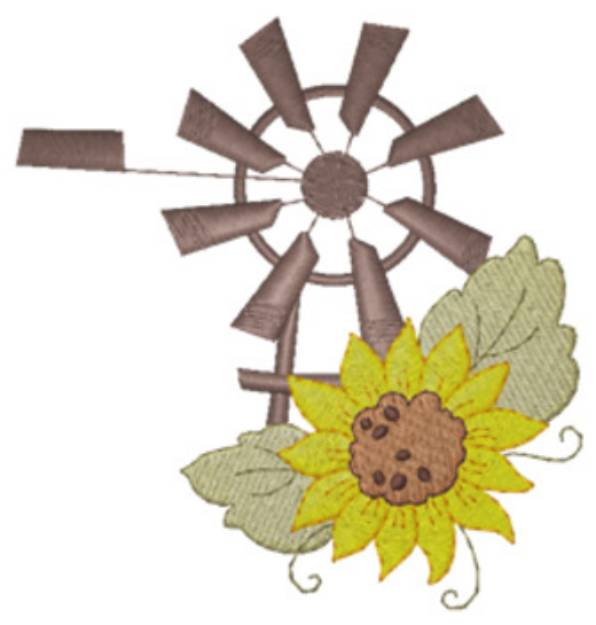 Picture of Windmills & Sunflowers Machine Embroidery Design