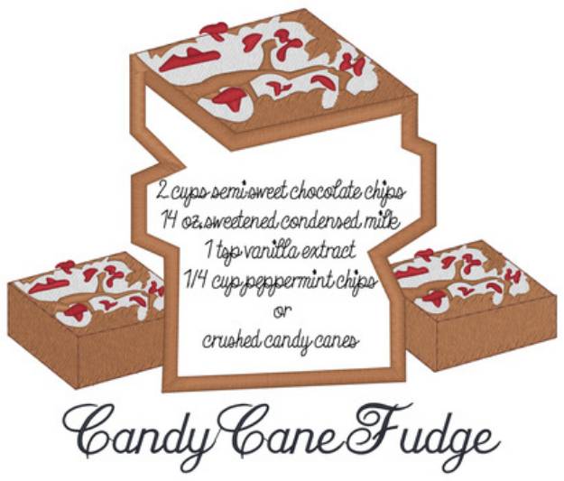 Picture of Candy Cane Fudge Applique Machine Embroidery Design