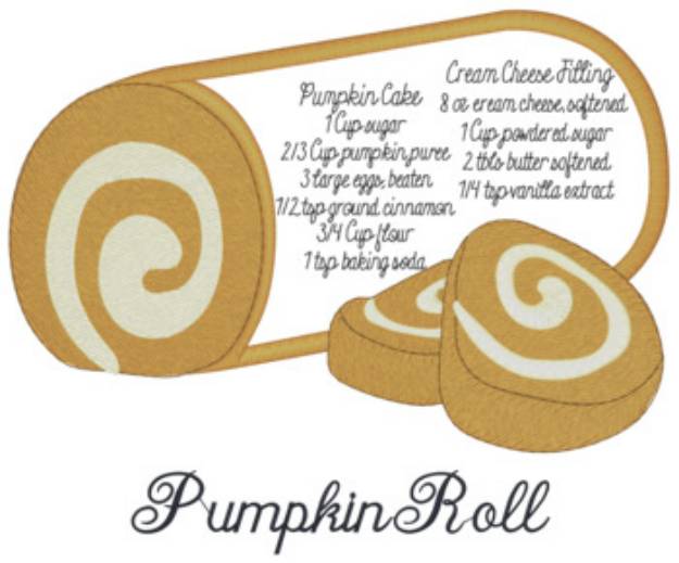 Picture of Pumpkin Roll Recipe Machine Embroidery Design