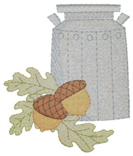 Picture of Cream Can & Acorns Machine Embroidery Design
