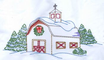 Barn Church Machine Embroidery Design