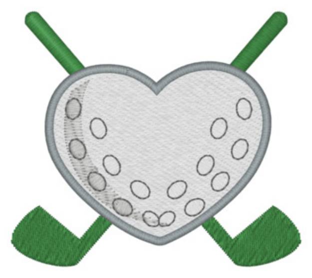 Picture of Golf Clubs W/heart Machine Embroidery Design