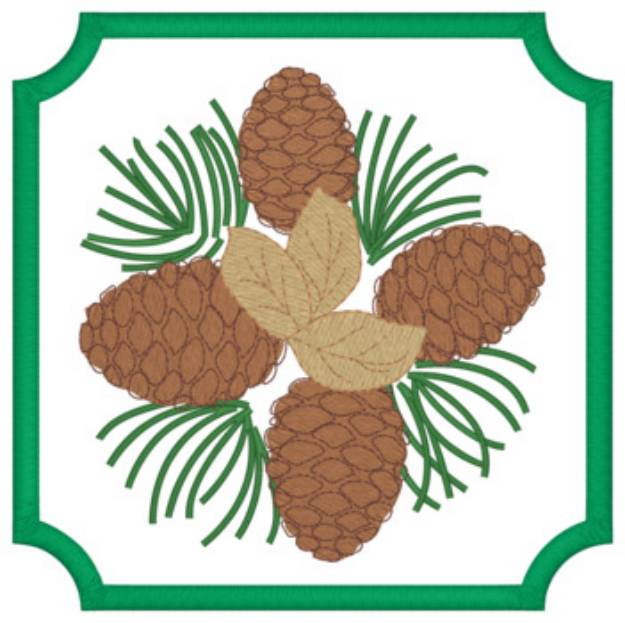 Picture of Pinecone W/leaves Machine Embroidery Design