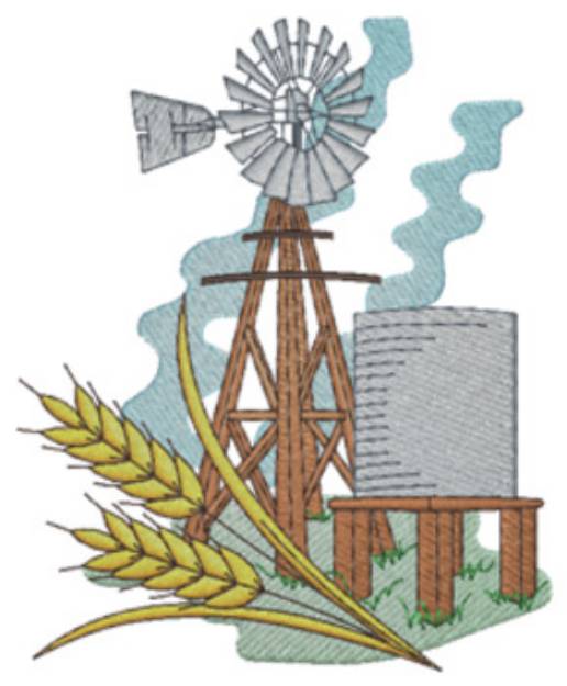 Picture of Windmill & Wheat Machine Embroidery Design