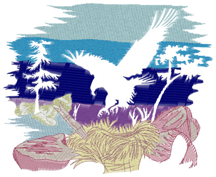 Eagle Scene Machine Embroidery Design