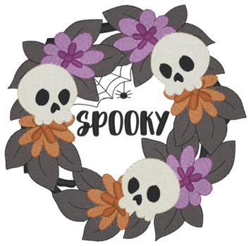 Halloween Spooky Wreath Machine Embroidery Design