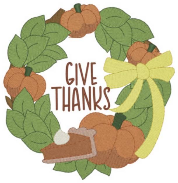 Picture of Give Thanks Wreath Machine Embroidery Design