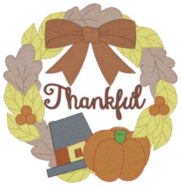 Picture of Thankful Wreath Machine Embroidery Design