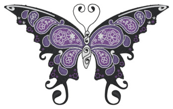 Purple Paisley Butterfly Machine Embroidery Design