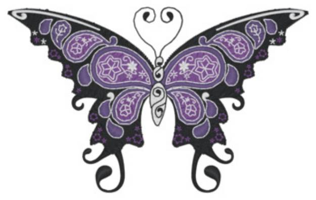 Picture of Purple Paisley Butterfly Machine Embroidery Design