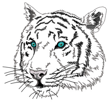 White Tiger Machine Embroidery Design