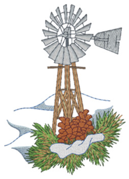 Winter Windmill Machine Embroidery Design