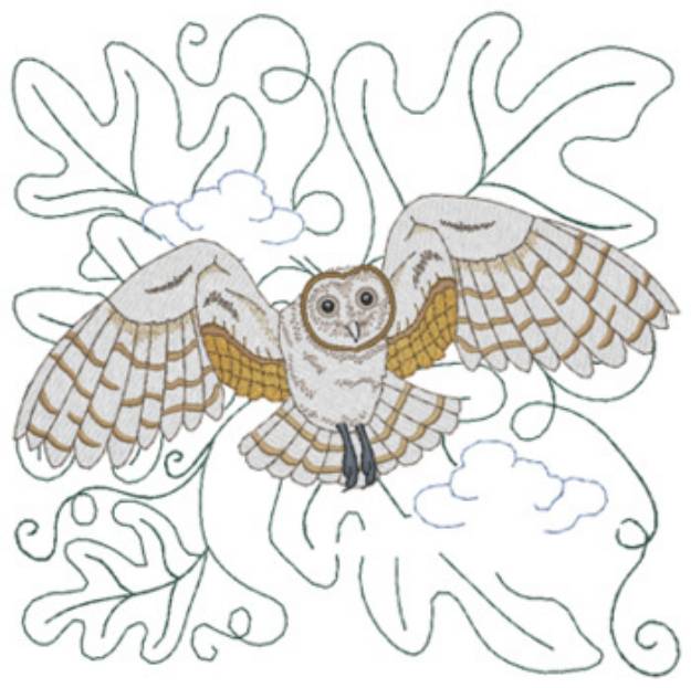 Picture of Barn Owl In Flight Machine Embroidery Design