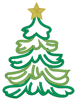 Green Christmas Tree Machine Embroidery Design
