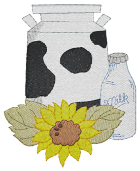 Cow Cream Can Machine Embroidery Design