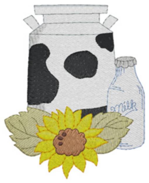 Picture of Cow Cream Can Machine Embroidery Design