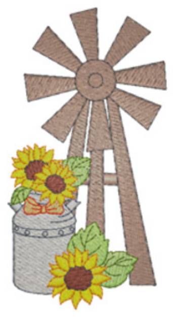 Picture of Windmill W/cream Can Machine Embroidery Design