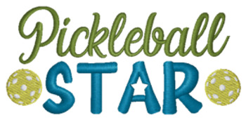 Pickleball Star Machine Embroidery Design