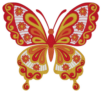 Orange Paisley Butterfly Machine Embroidery Design