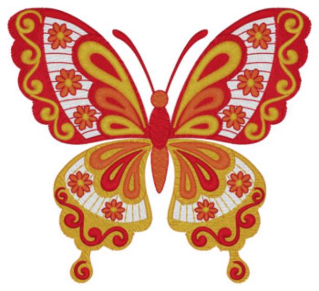 Picture of Orange Paisley Butterfly Machine Embroidery Design