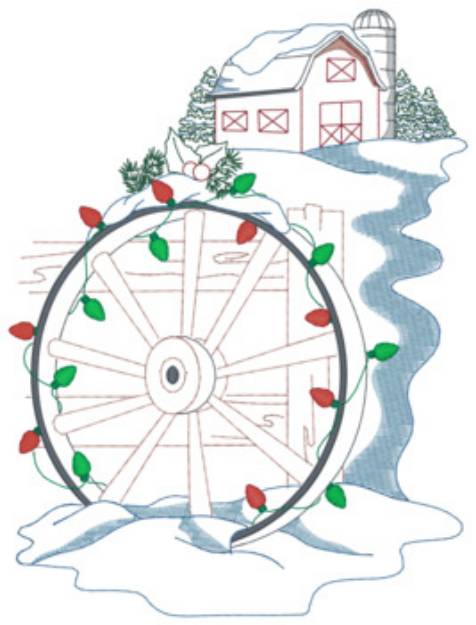 Picture of Christmas Wagon Wheel Machine Embroidery Design