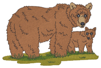 Sm. Brown Bear & Cub Machine Embroidery Design