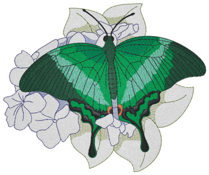 Emerald Swallowtail Machine Embroidery Design