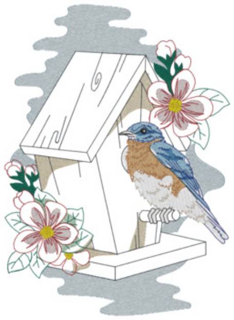 Picture of Bluebird & Birdhouse Machine Embroidery Design