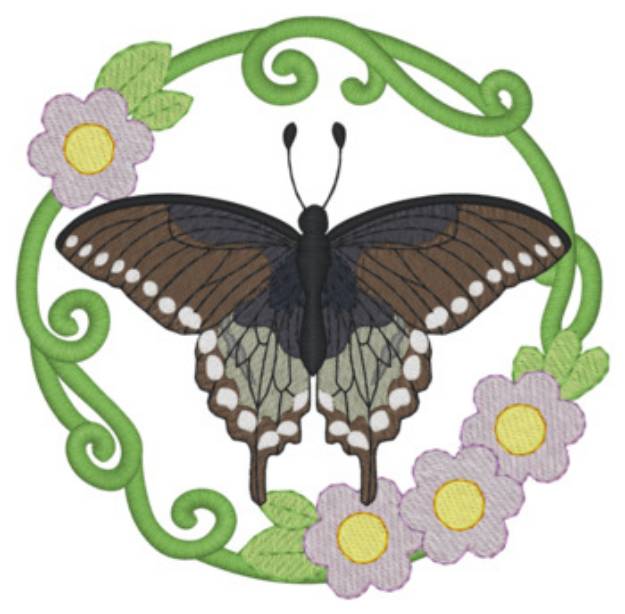 Picture of Butterfly W/border 1 Machine Embroidery Design