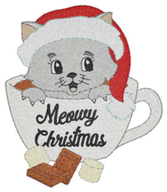 Picture of Hot Cocoa Kitty Machine Embroidery Design