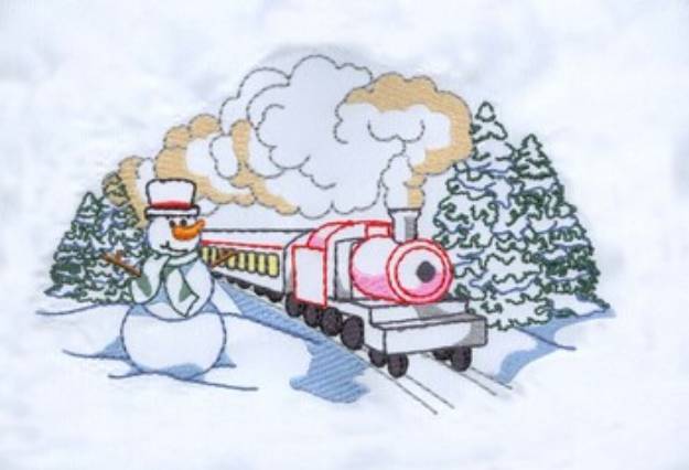 Picture of Train & Snowman Machine Embroidery Design