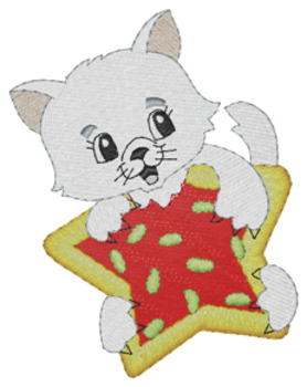 Christmas Cookie Kitty Machine Embroidery Design