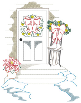 Christmas Front Stoop Machine Embroidery Design