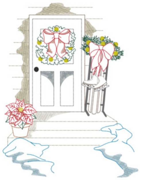 Picture of Christmas Front Stoop Machine Embroidery Design