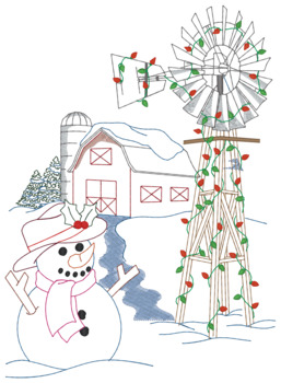 Christmas Windmill Machine Embroidery Design