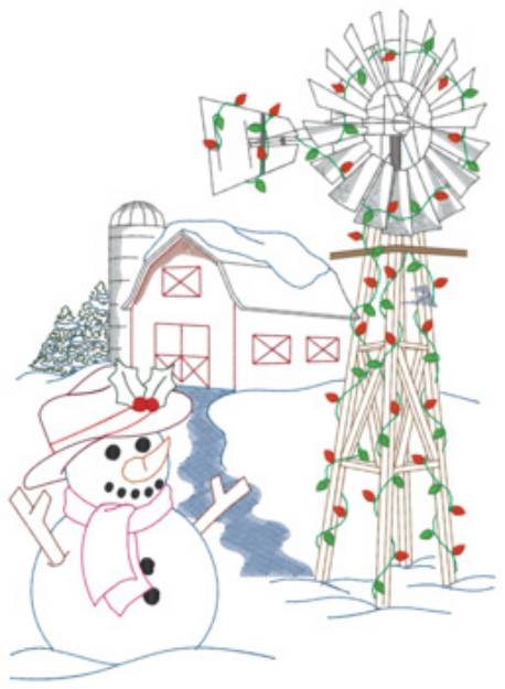 Picture of Christmas Windmill Machine Embroidery Design