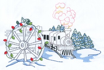 Train & Wagon Wheel Machine Embroidery Design