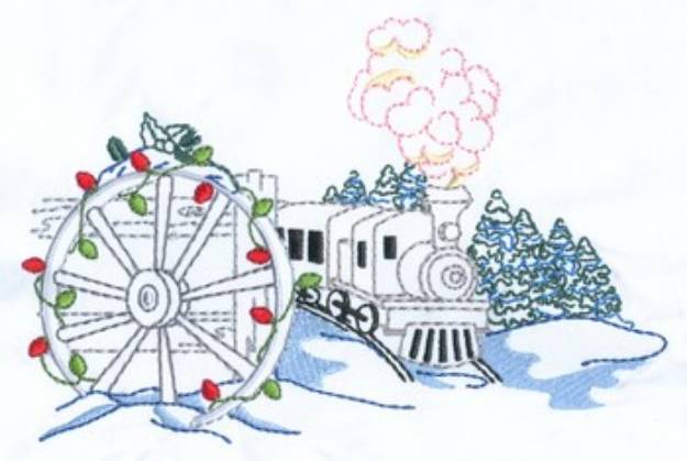 Picture of Train & Wagon Wheel Machine Embroidery Design
