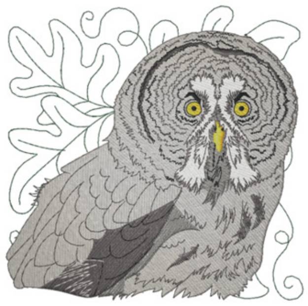 Picture of Great Grey Owl Machine Embroidery Design
