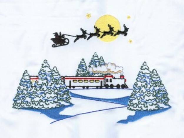 Picture of Train & Santa Machine Embroidery Design