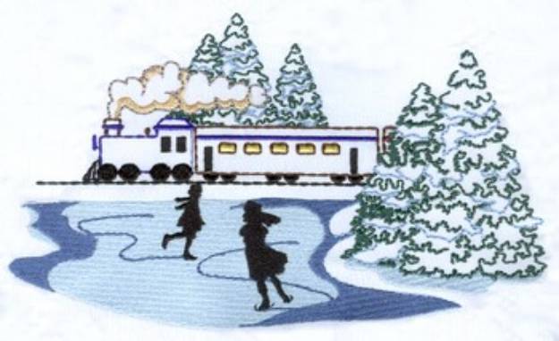 Picture of Train & Ice Skates Machine Embroidery Design