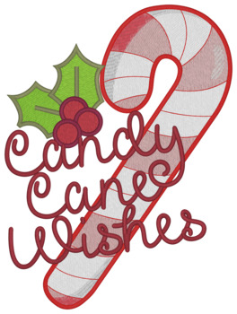 Candy Cane Wishes Machine Embroidery Design