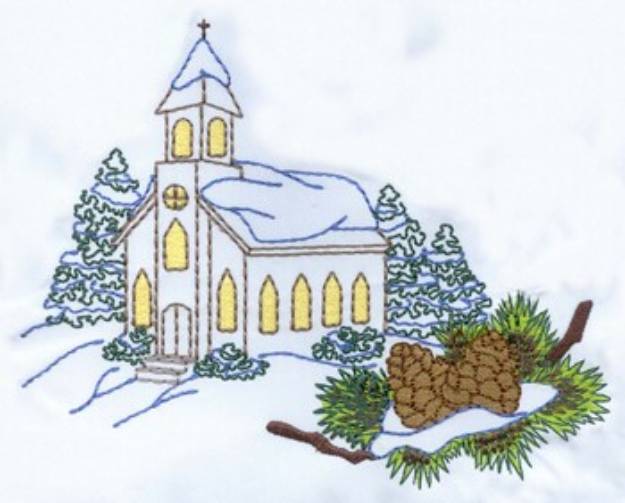 Picture of Church W/pinecones Machine Embroidery Design