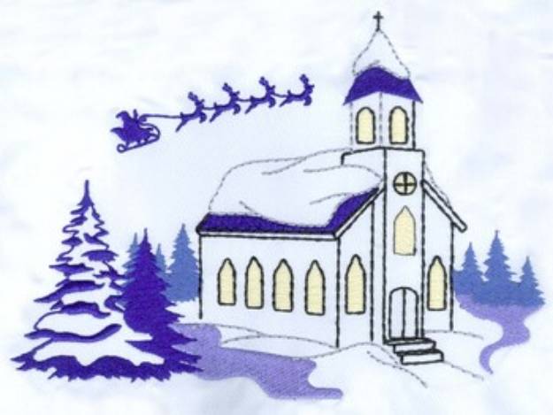 Picture of Church W/santa Machine Embroidery Design